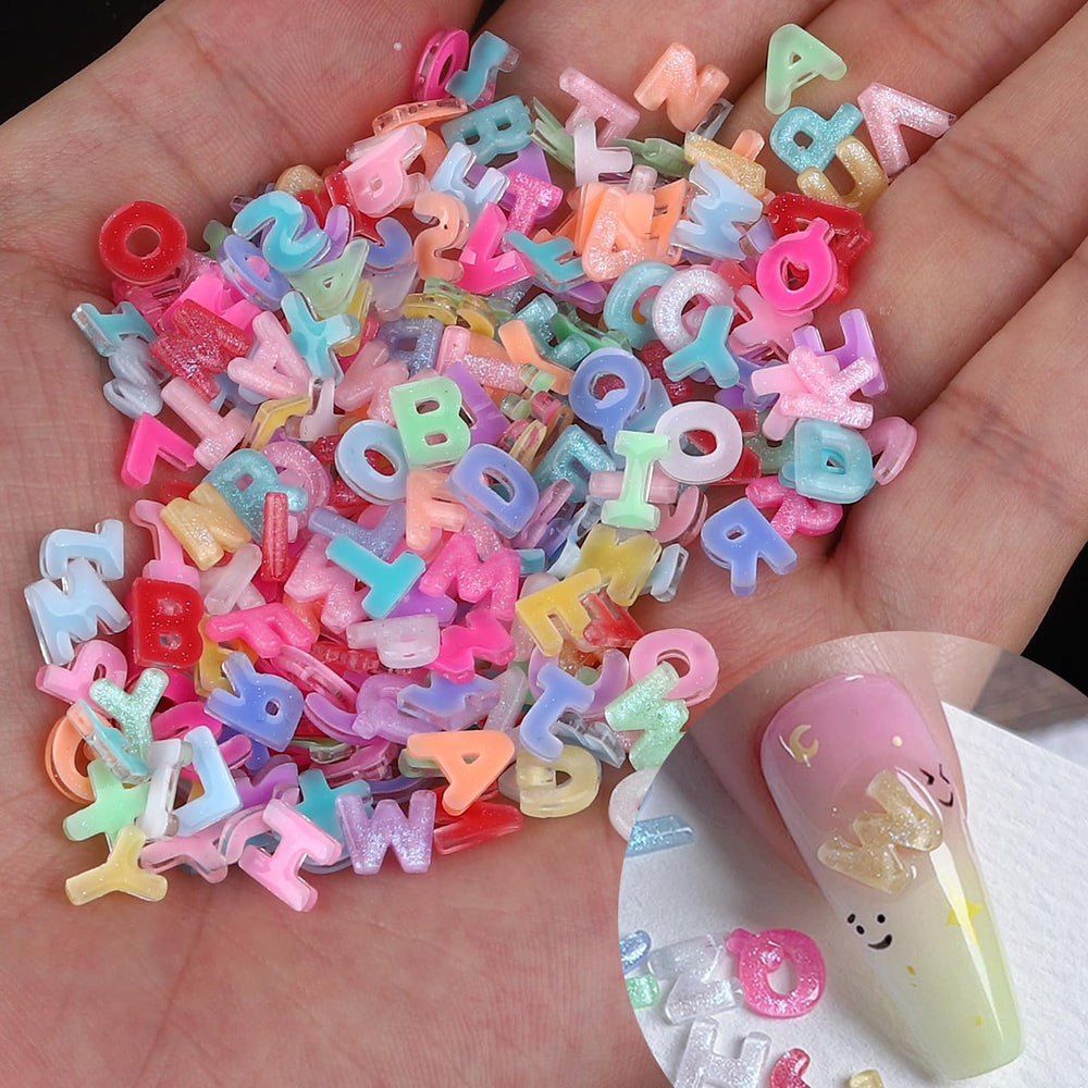 ROFIBUT letter nail charms in candy colors for vibrant DIY nails.
