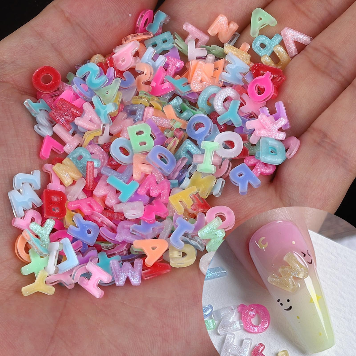 ROFIBUT letter nail charms in candy colors for vibrant DIY nails.