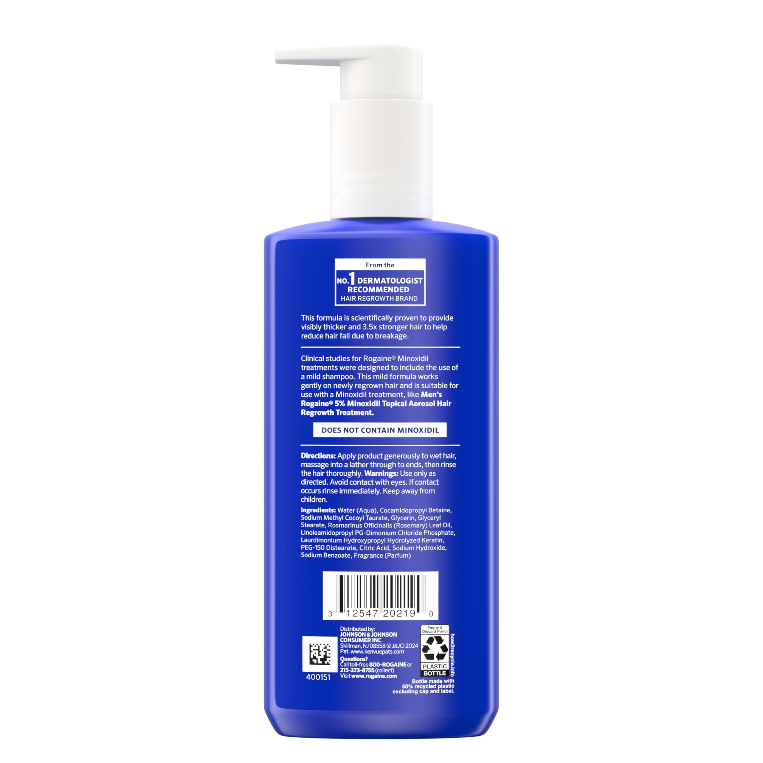 Rogaine 2-in-1 on bathroom shelf ready for daily use.