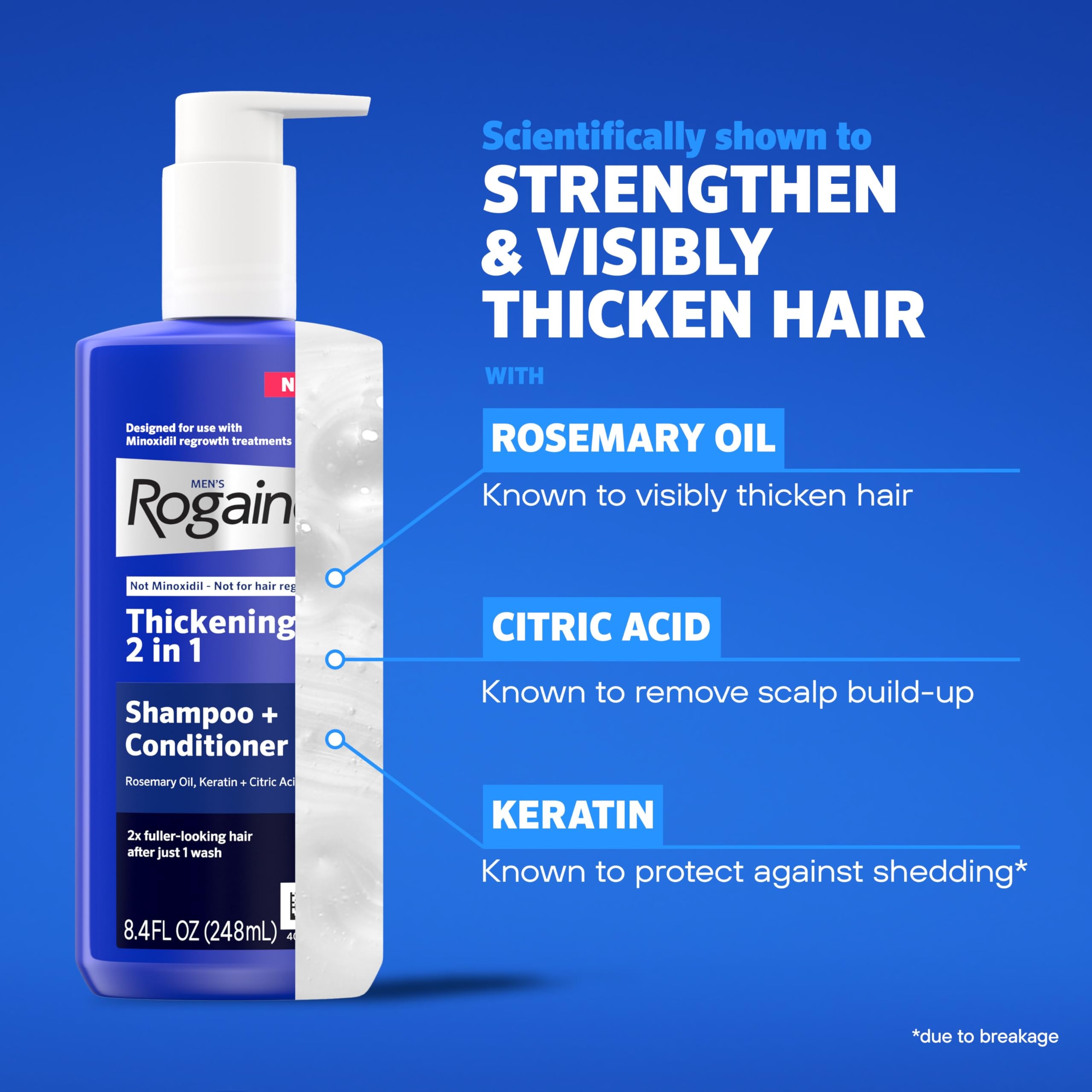 Rogaine 2-in-1 foam lather in hand for easy application.
