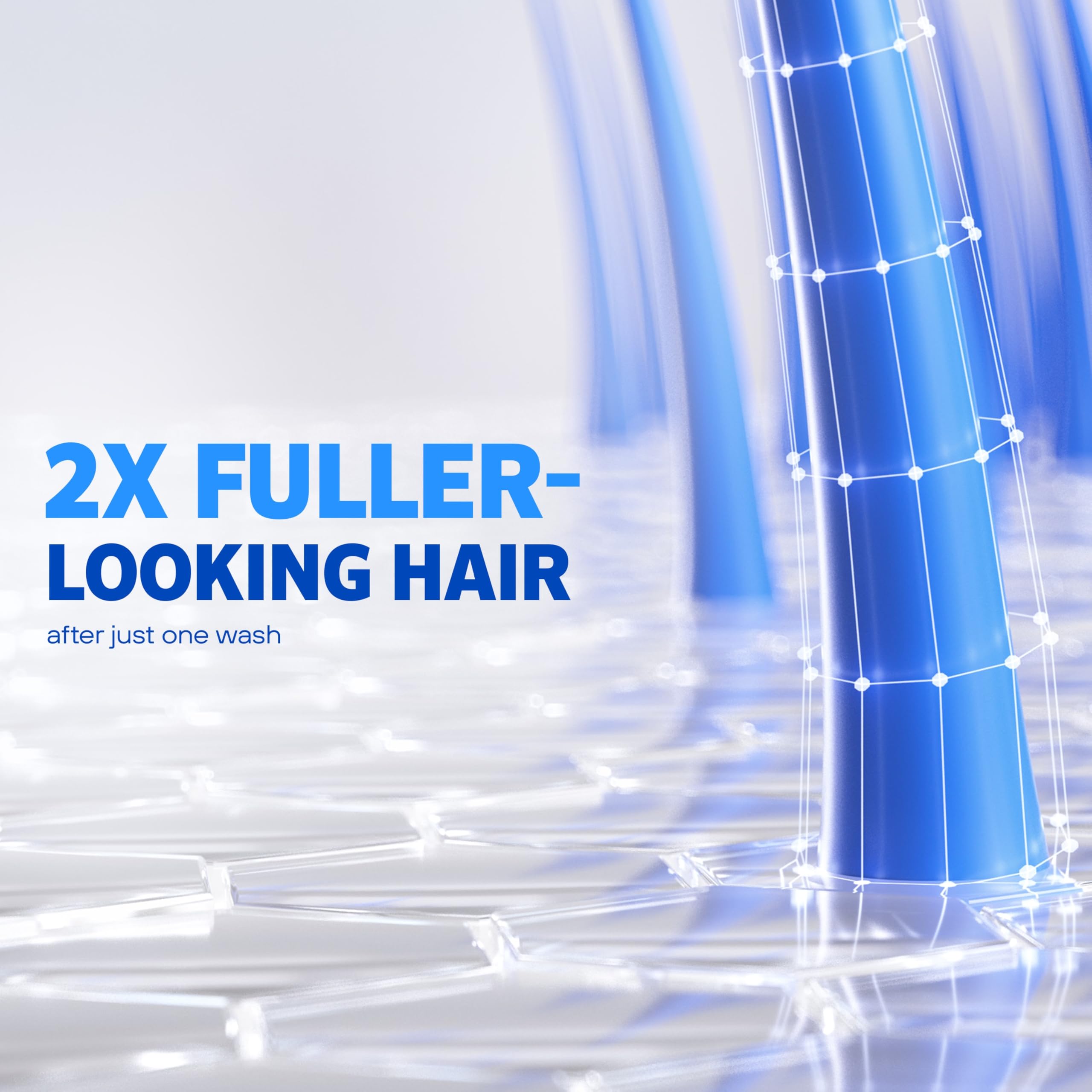 Rogaine 2-in-1 rinse close-up ready for washing hair.