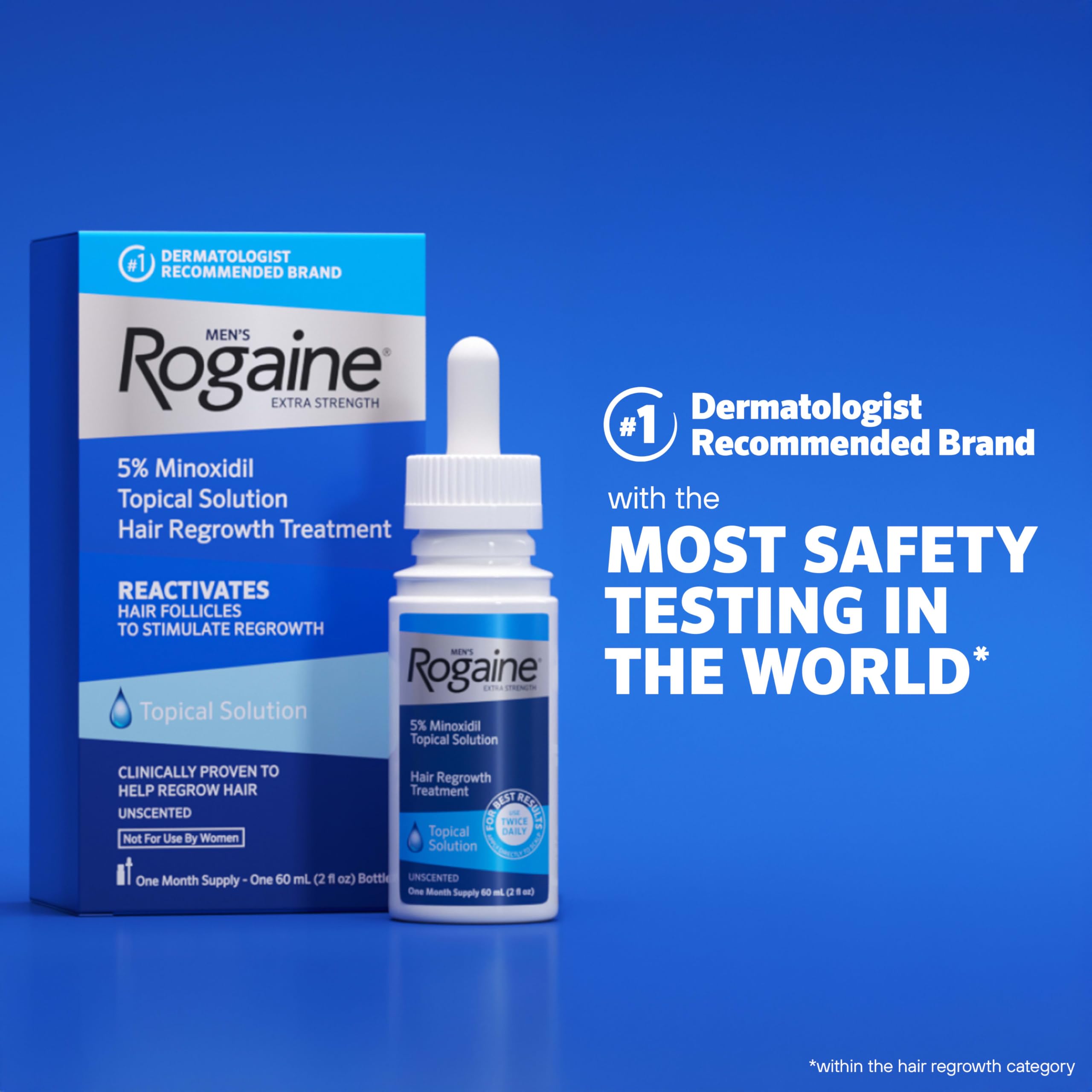Rogaine one-month supply bottle ready for steady routine.