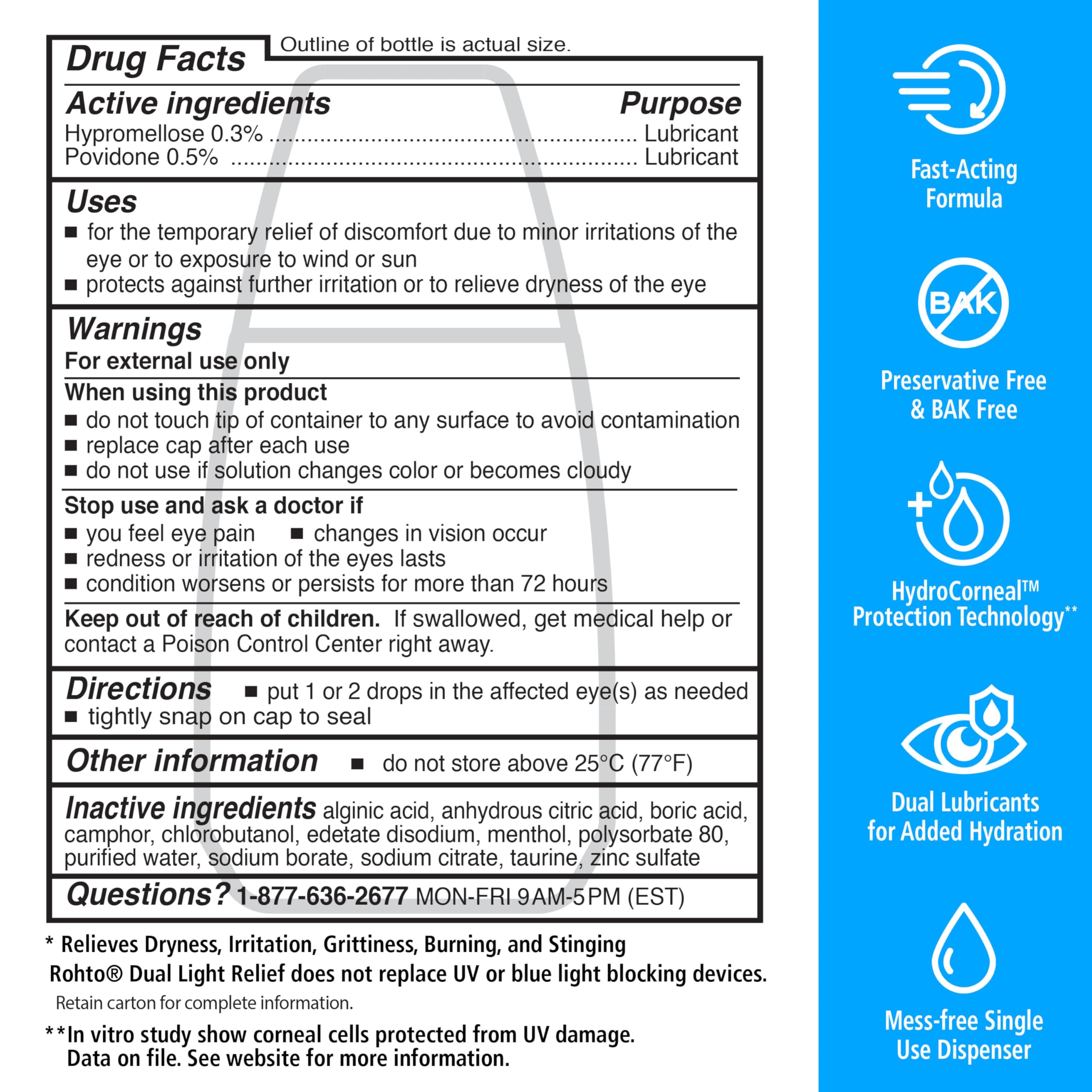 Rohto Dual Light Relief eye drops with clear, soothing action.