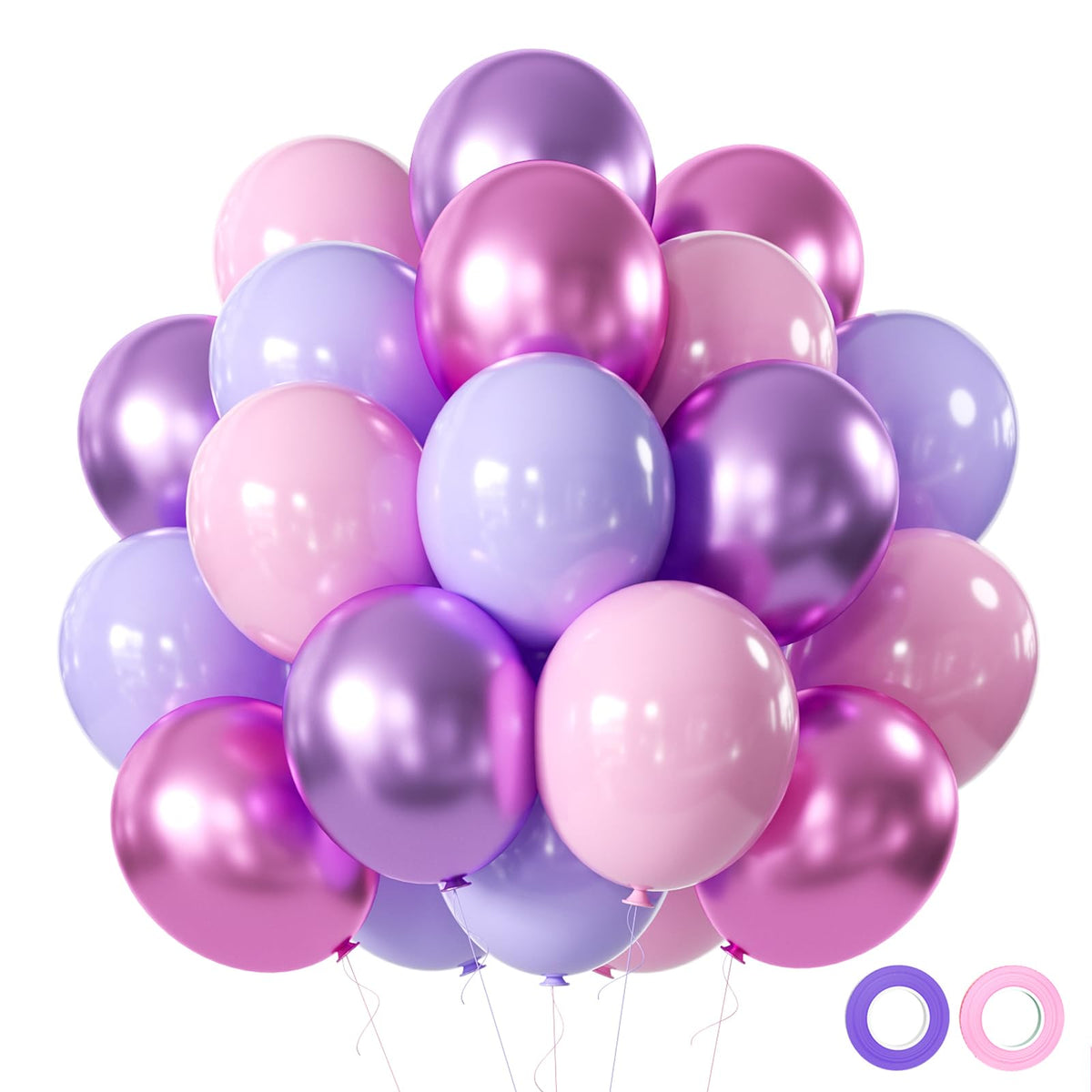 Roimylie pink and purple balloons pack ideal for colorful party decor and photo moments.