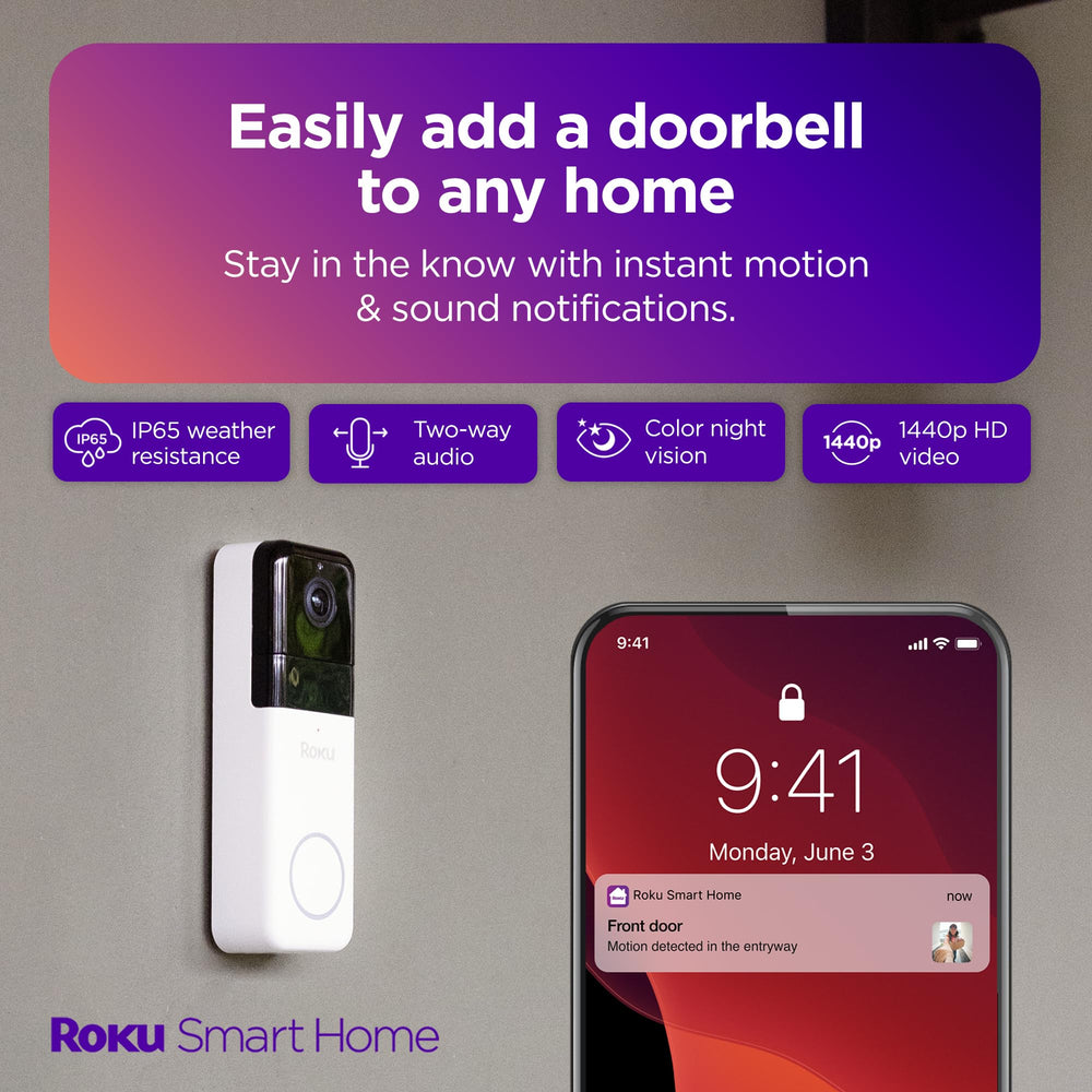 Roku Doorbell 1440p night vision delivering clear footage after dark