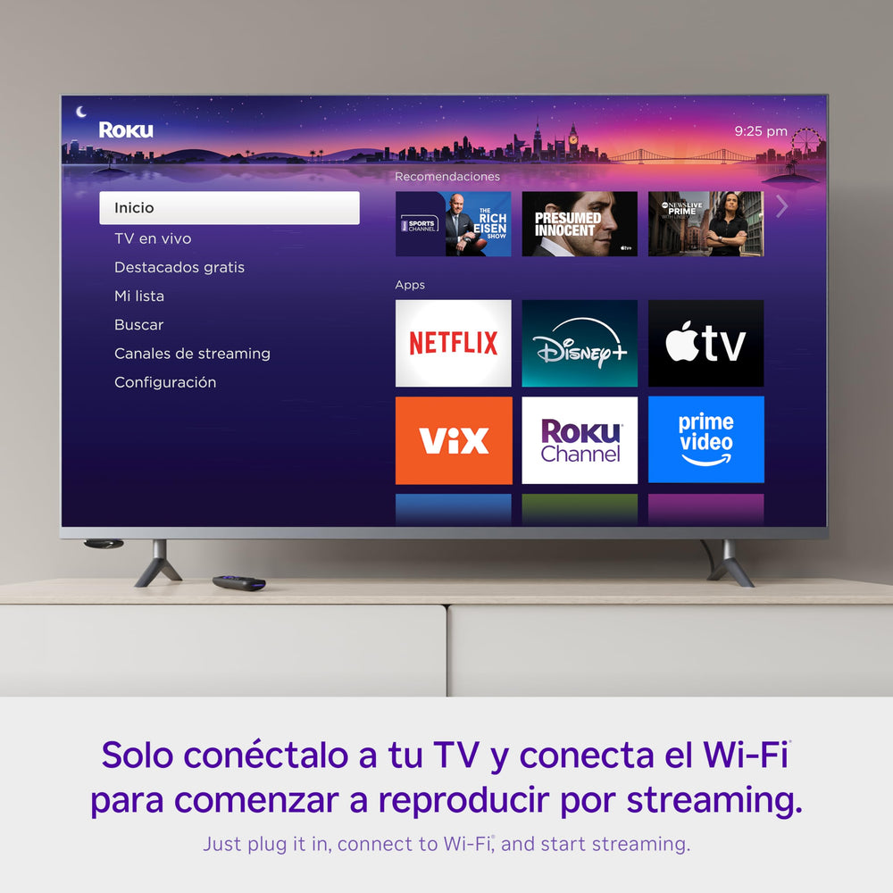 Roku Express with ViX Premium access for live and on-demand entertainment.