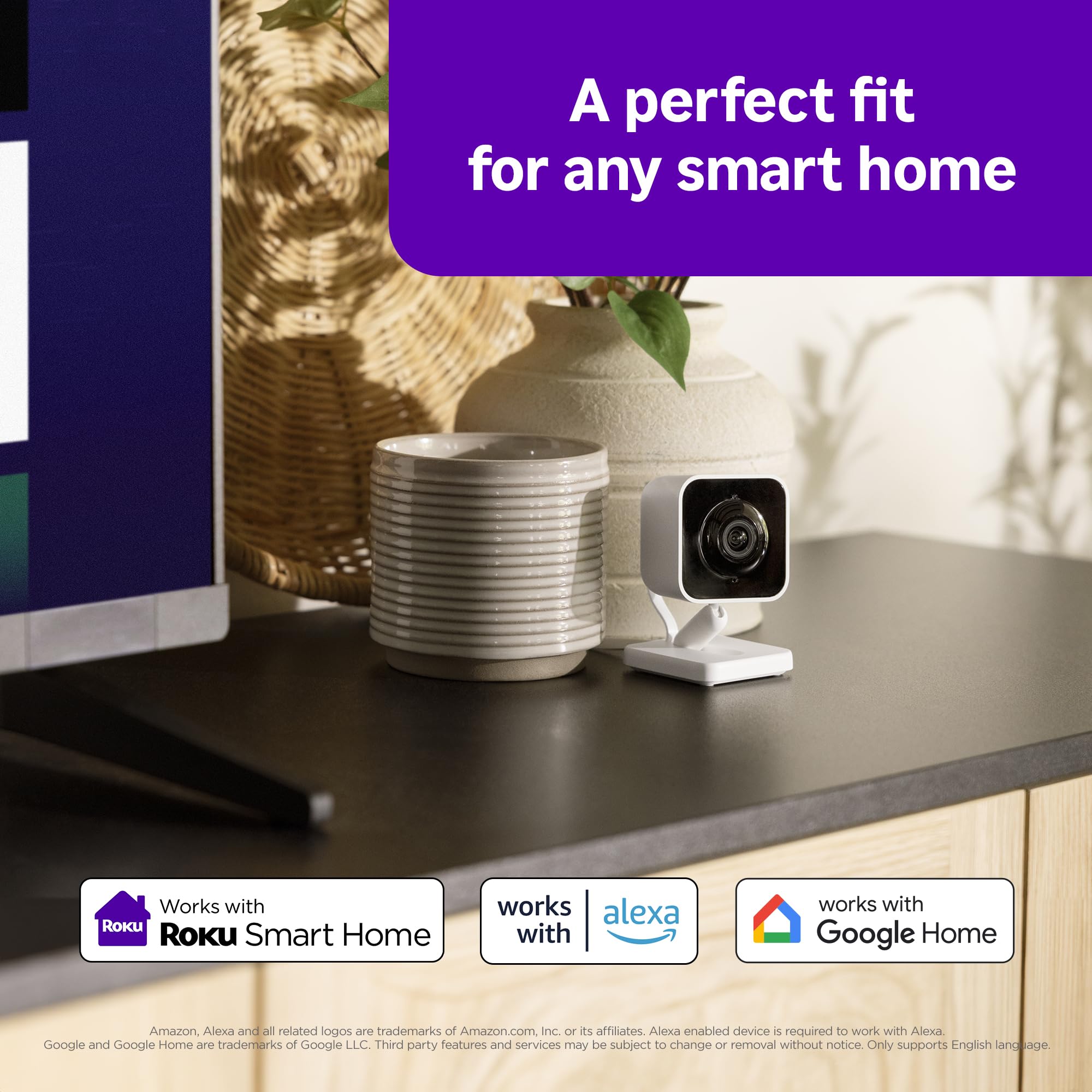 Roku Indoor Camera 2-Pack two-way audio for talking to family or pets
