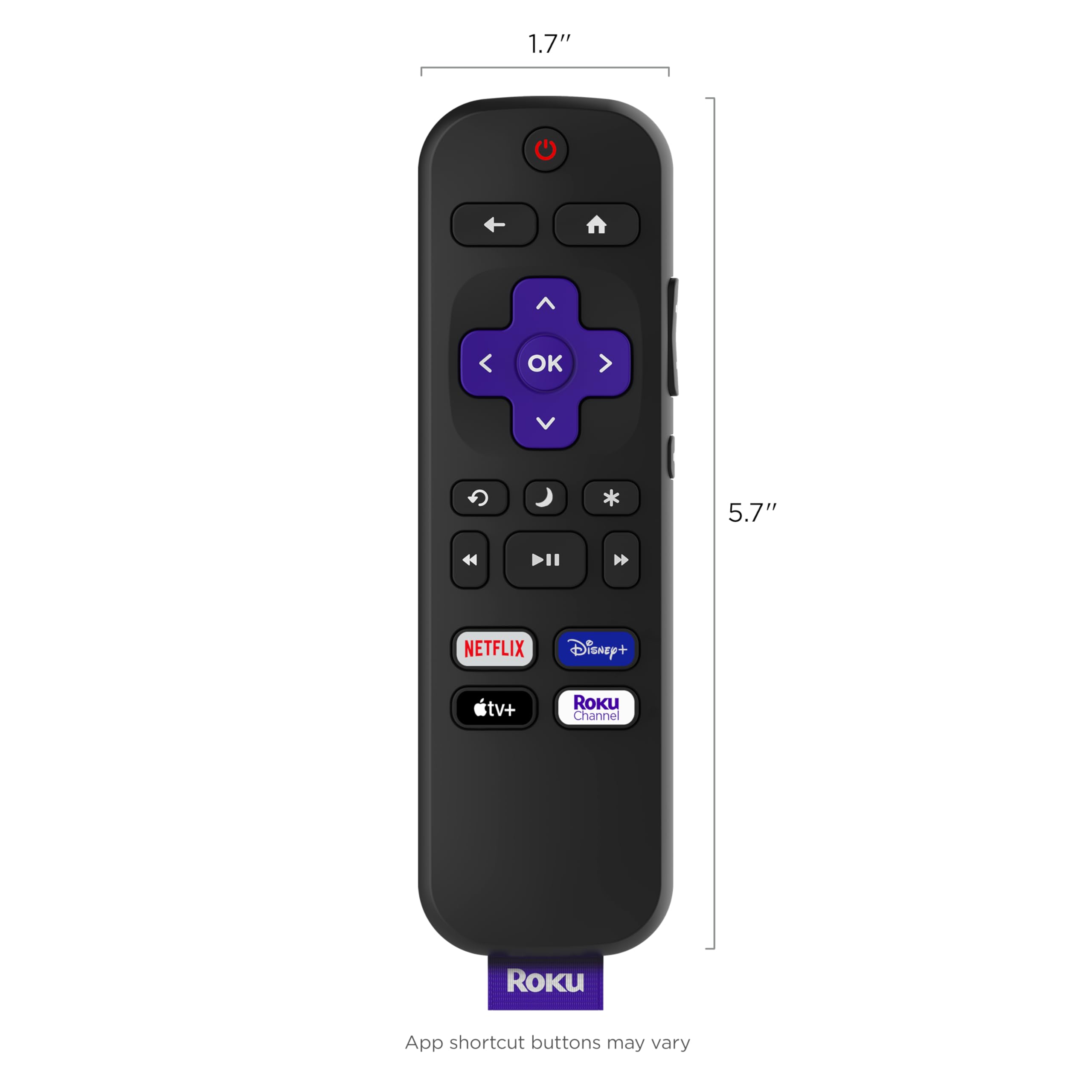 Packaging image of Roku official TV remote as replacement option.