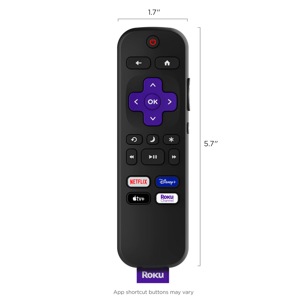 Packaging image of Roku official TV remote as replacement option.