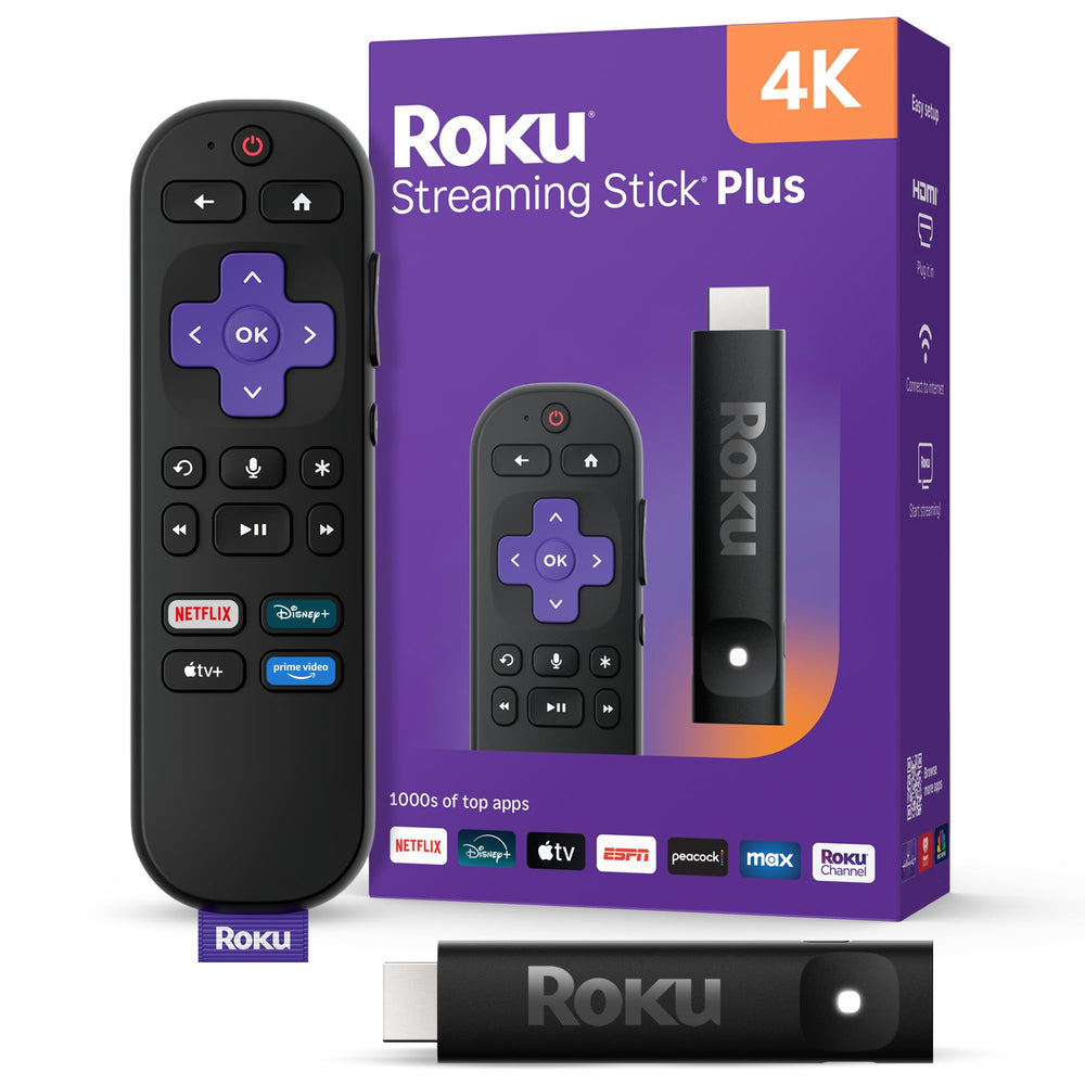 Roku Streaming Stick Plus delivers 4K picture quality for immersive home viewing.