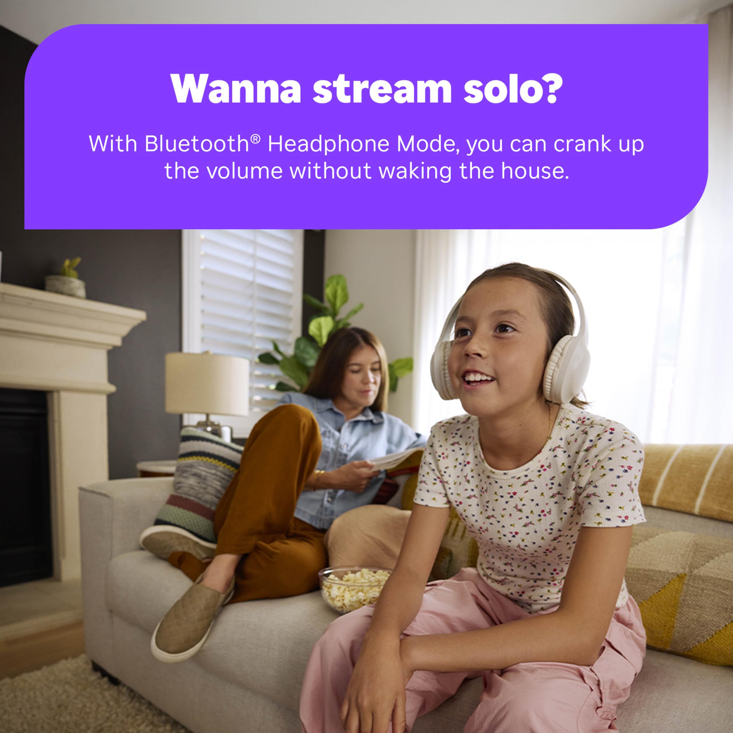 Roku Streaming Stick Plus Bluetooth Headphone Mode for private listening.