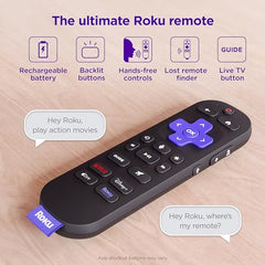 Roku Voice Remote Pro 2nd Edition back view shows slim profile for easy handling.