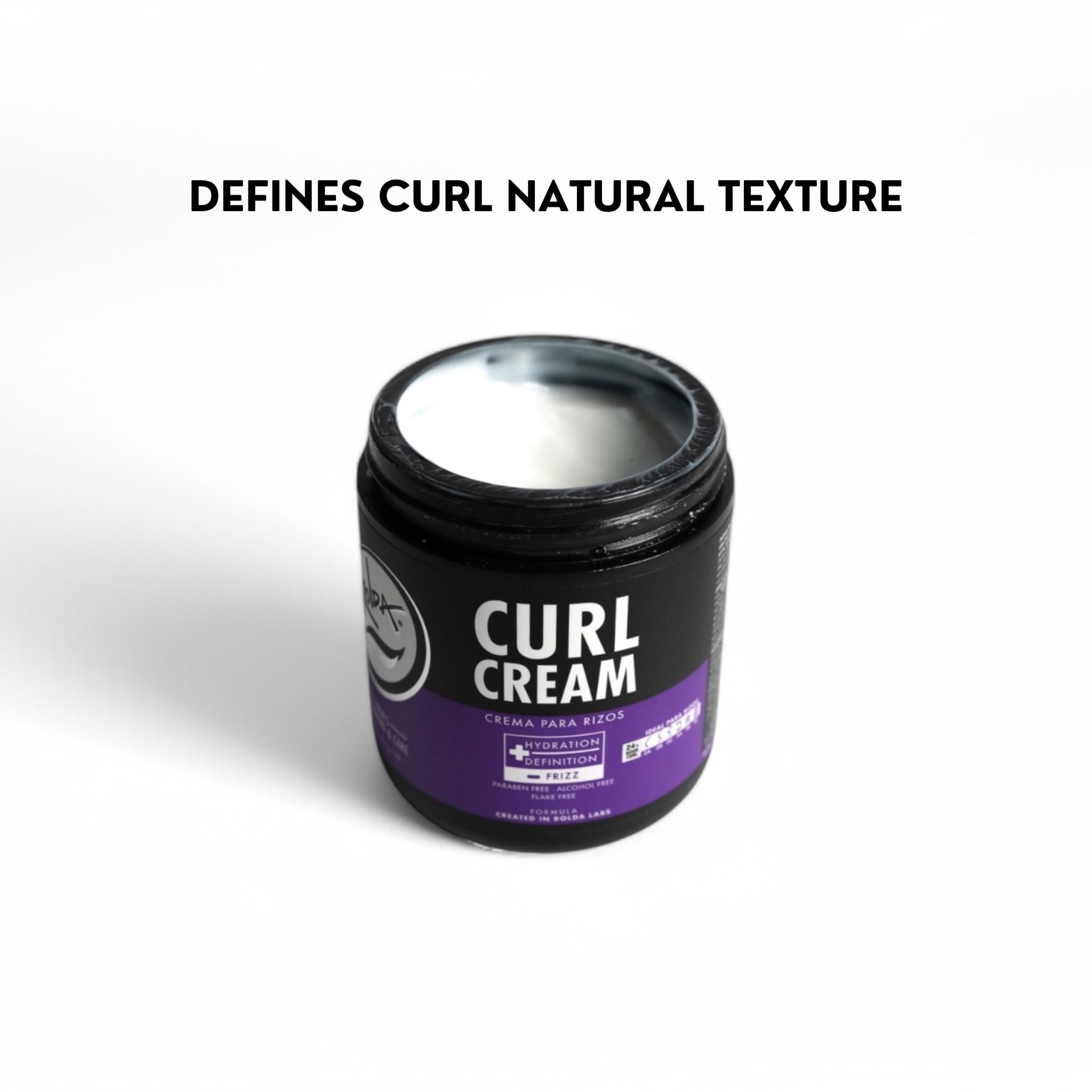 Rolda Curl Cream nourishing oil blend hydrates without buildup.