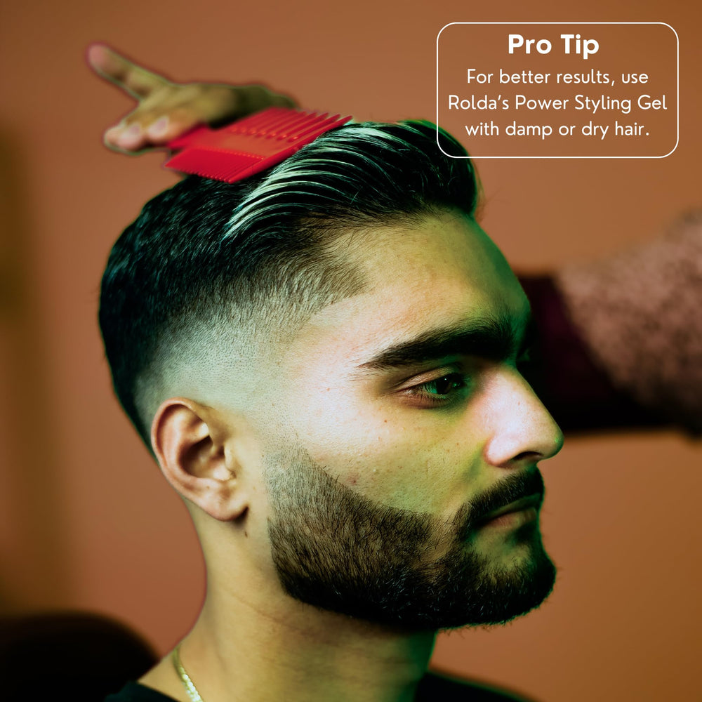 Rolda Power Styling Gel no-flake formula for clean styling results.