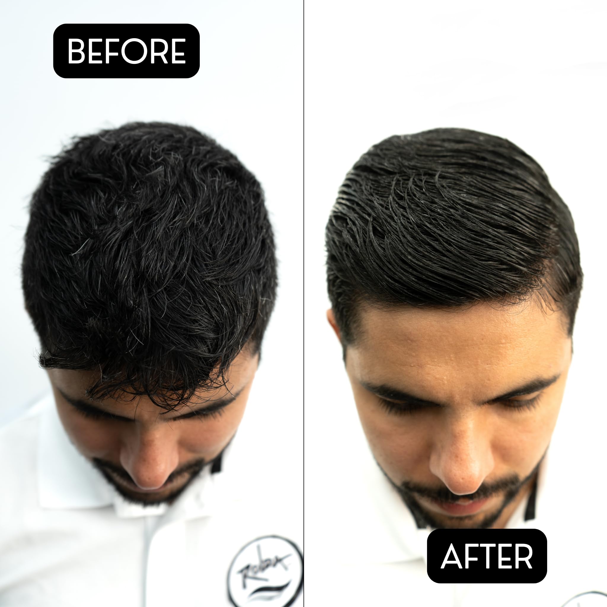 Rolda Power Styling Gel wet-look shine on hair.