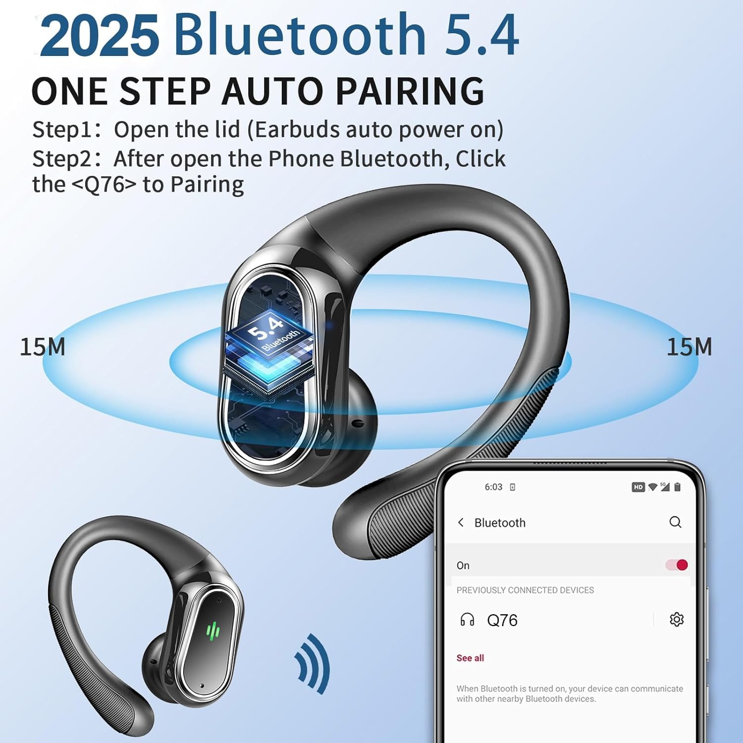 Rolosar wireless earbuds auto-connect after opening the case