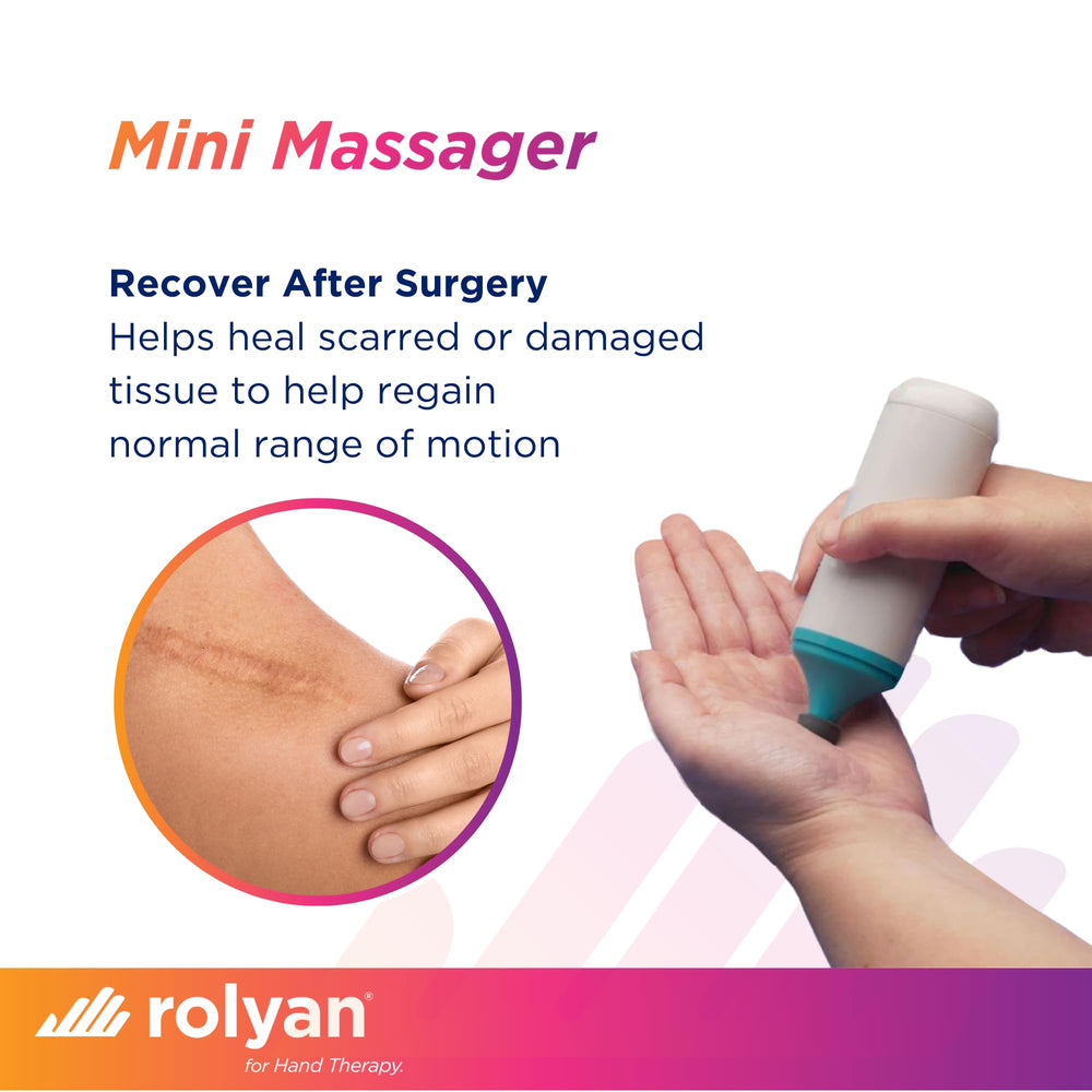 Rolyan Mini Massager ergonomic grip for comfortable extended use.