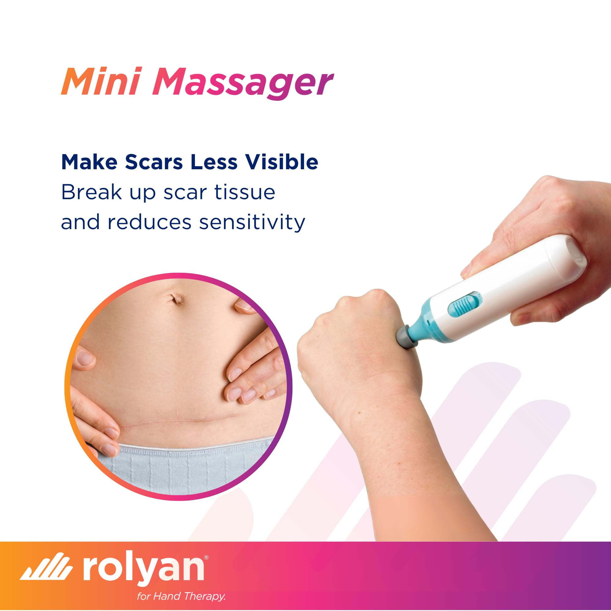 Rolyan Mini Massager portable design fits pockets or bags.