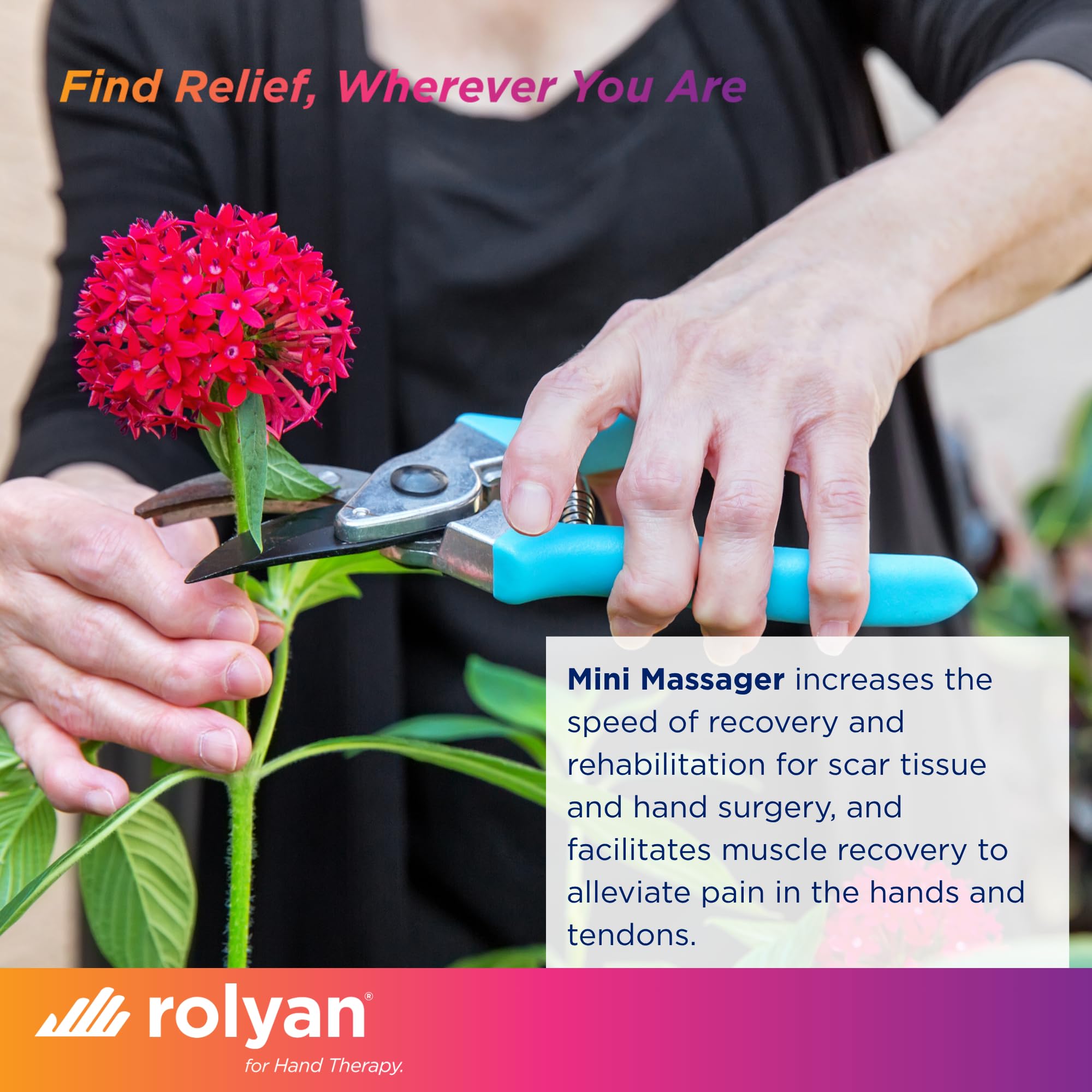 Rolyan Mini Massager scar tissue support via gentle vibration.
