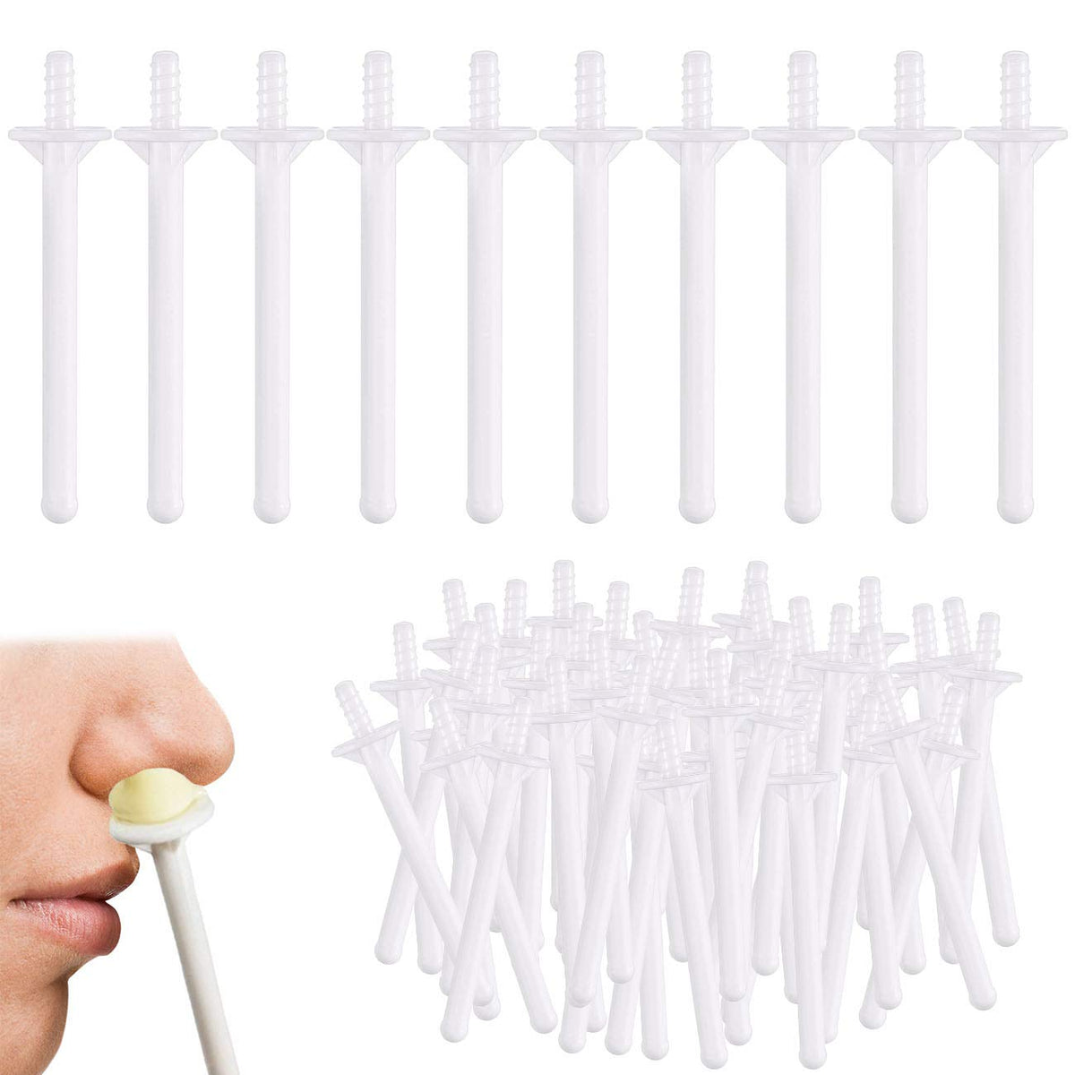 Rolybag 60-piece nose wax applicator set shown with packaging for easy storage.