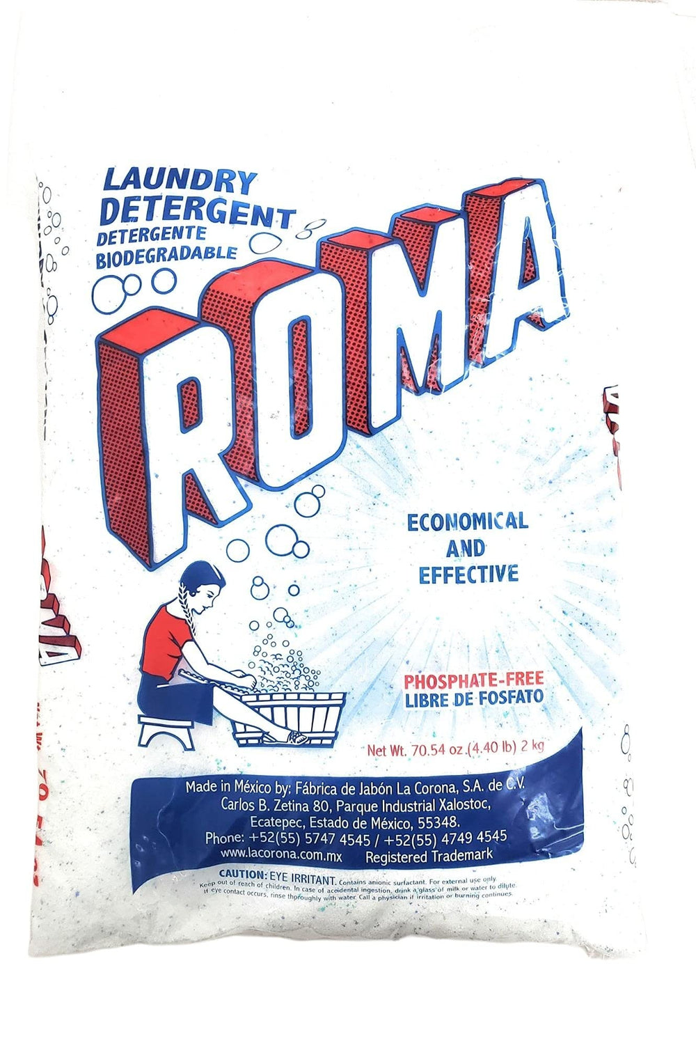 Roma Laundry Detergent bottle front, conveying clean, everyday washing power.