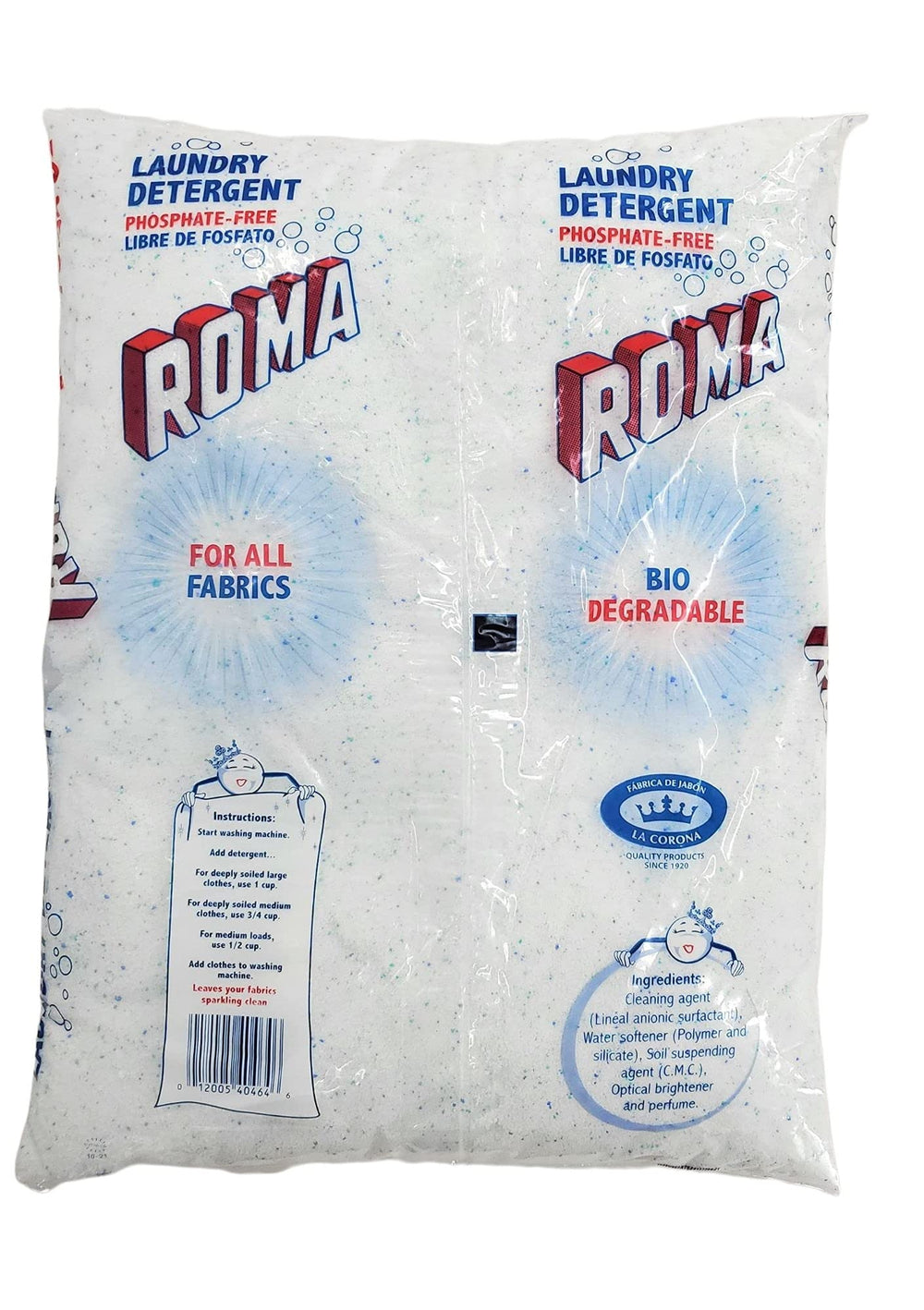 Roma Laundry Detergent being poured into a washing machine for fresh laundry.