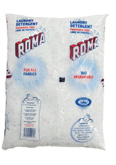 Roma Laundry Detergent being poured into a washing machine for fresh laundry.