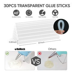 ROMECH glue gun nozzle precision enables controlled application with minimal drips.