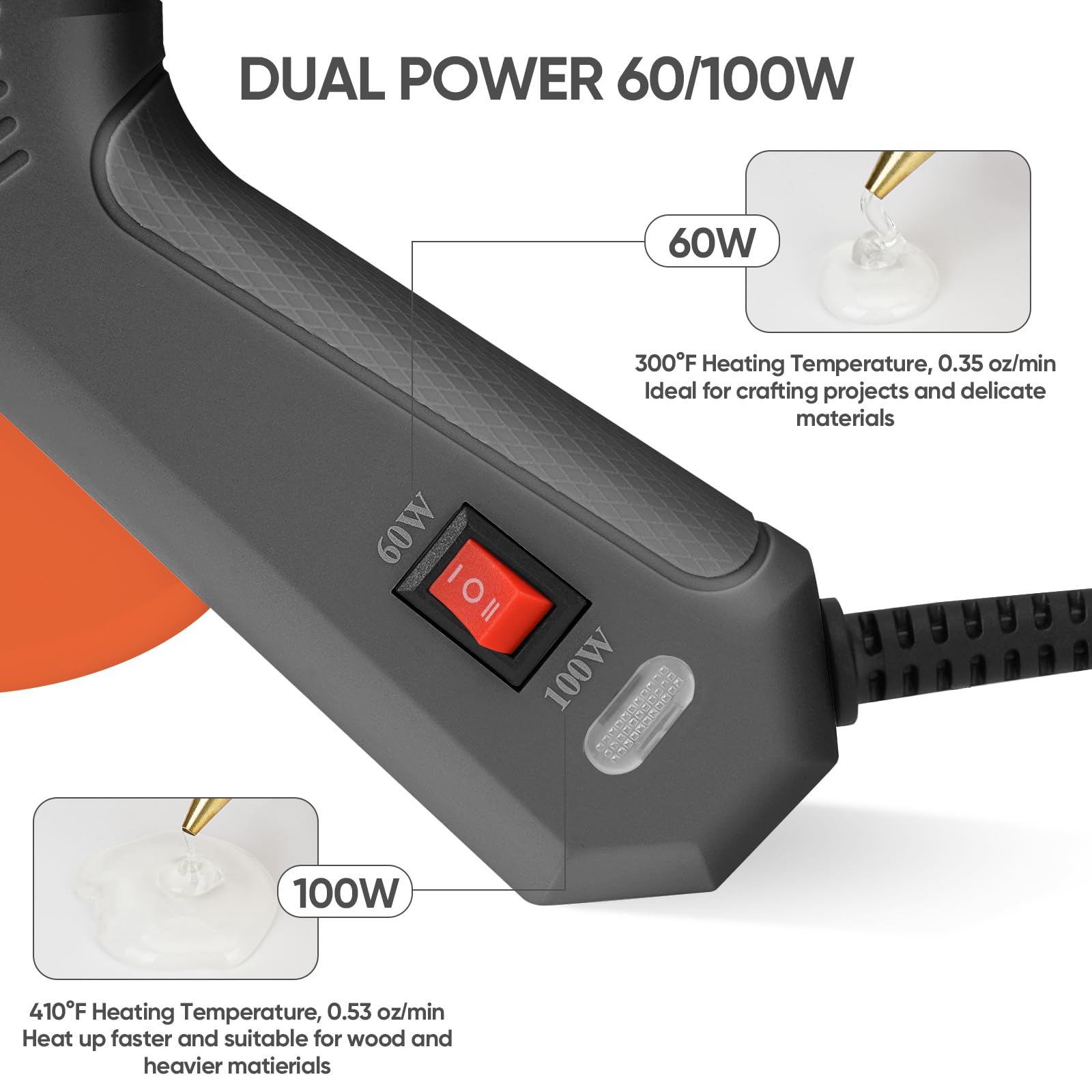ROMECH industrial-grade hot glue gun designed for hobby, crafts, and light manufacturing.