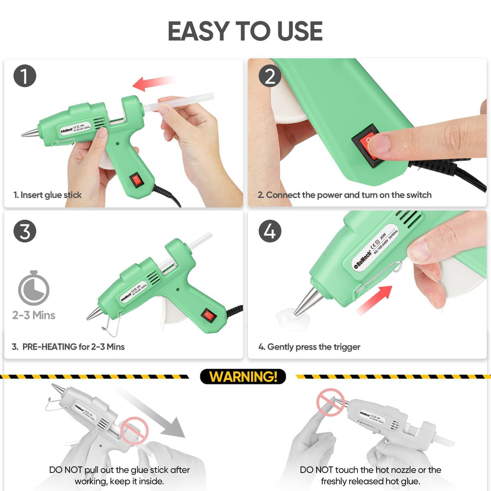 Romech 30-pack glue sticks beside the gun for ready-to-go crafting sessions.