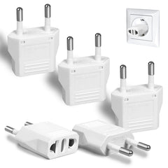 Romeda 6-pack US to Europe plug adapters in white for easy travel.