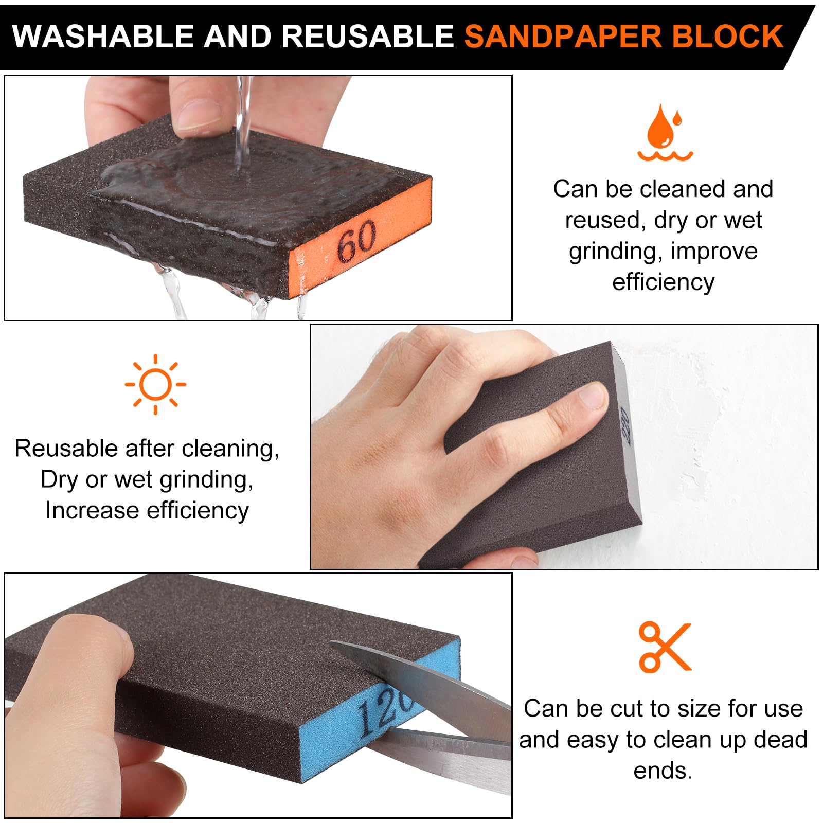 Romeda 8-pack sanding block 120 grit blue for fine prep and smooth surfaces