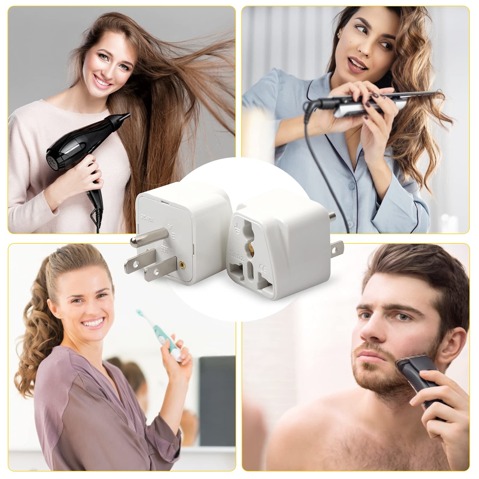 Romeda four-pack white adapters, travel-ready and lightweight