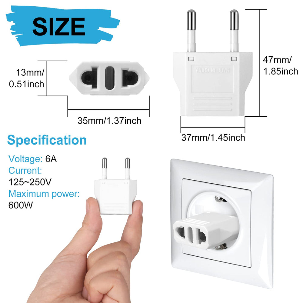 Romeda Type C European travel adapter compact design for packing.