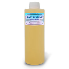ROMERIZA INC. bottle image showcases long-lasting baby powder scent for daily wear.
