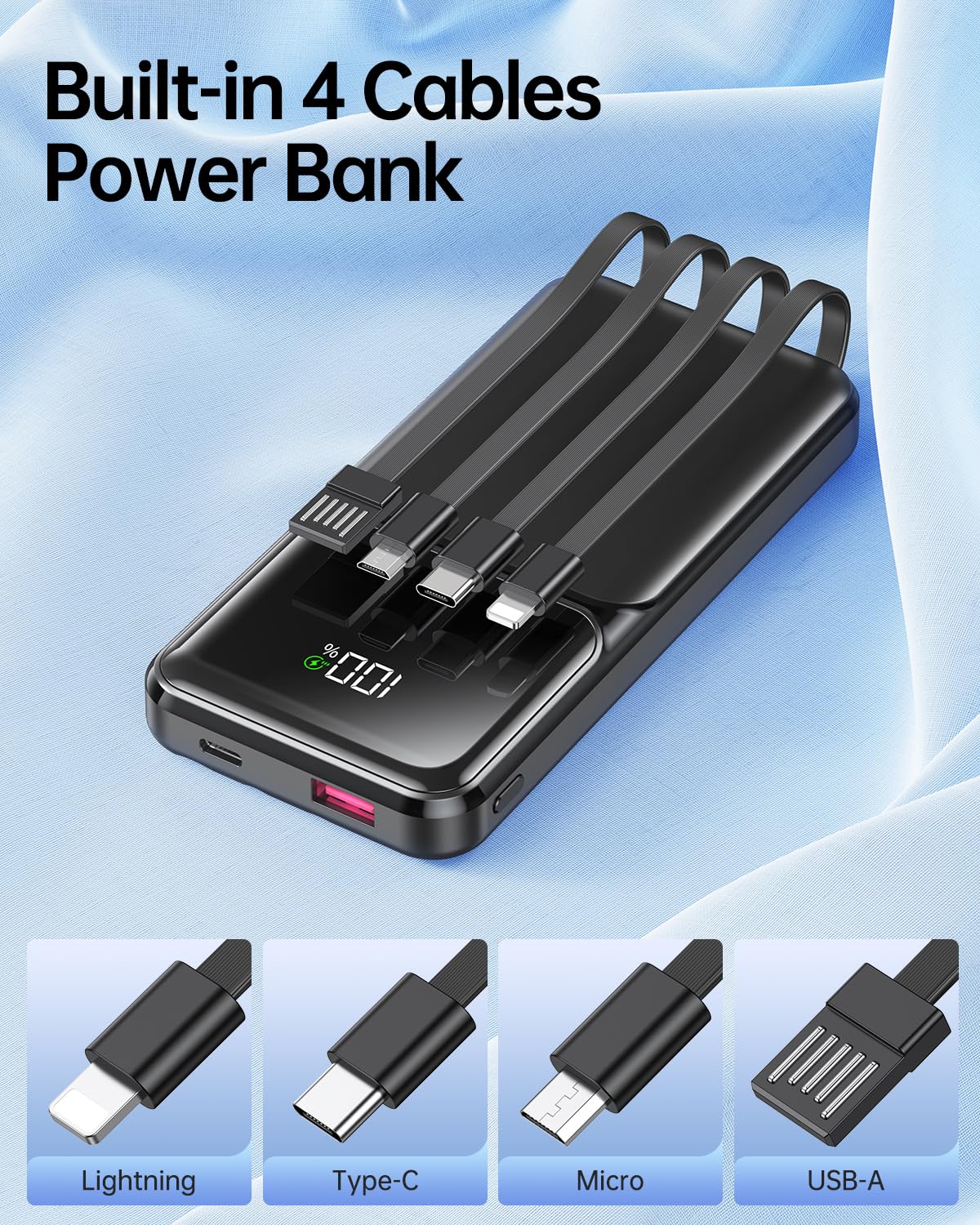 RONEGN USB-C and iOS fast charging cables power devices quickly.