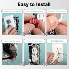 RonJea spacers install behind screws to keep outlets level.