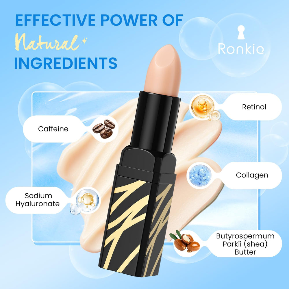 RONKIE Caffeine Eye-Stick gently massages under-eye area for smoother appearance.