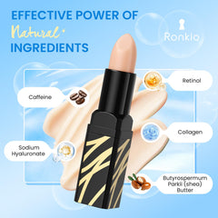 RONKIE Caffeine Eye-Stick gently massages under-eye area for smoother appearance.
