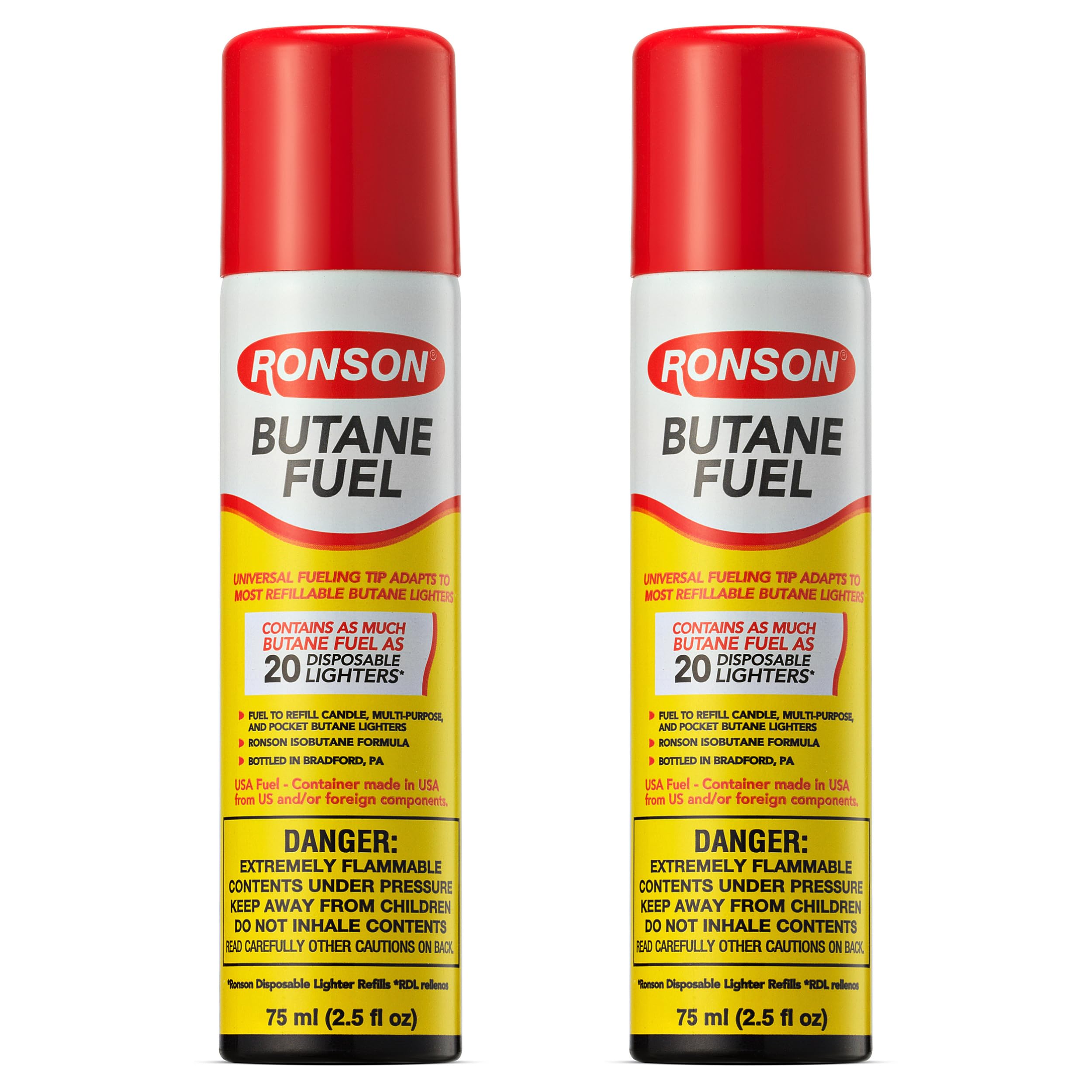 Ronson 75ml pack-2 refills for reliable ignition and clean burn.