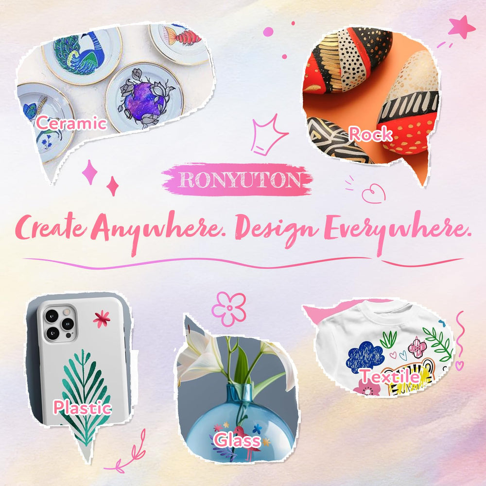 RONYUTON nails art markers set used for 3D accents and gradients