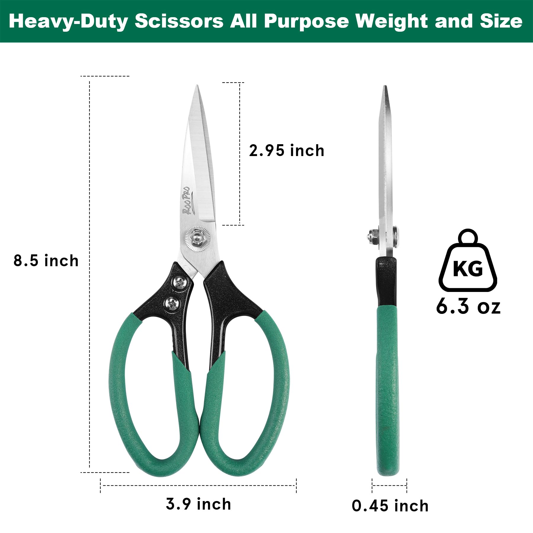 RooPro Heavy Duty Scissors leather cutting view shows strong blades for tough materials.