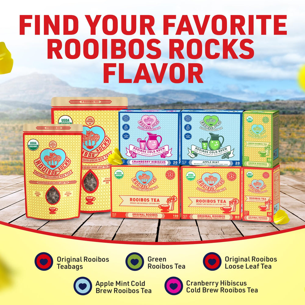 ROOIBOS ROCKS farm sustainability tag reflecting ethical cultivation.