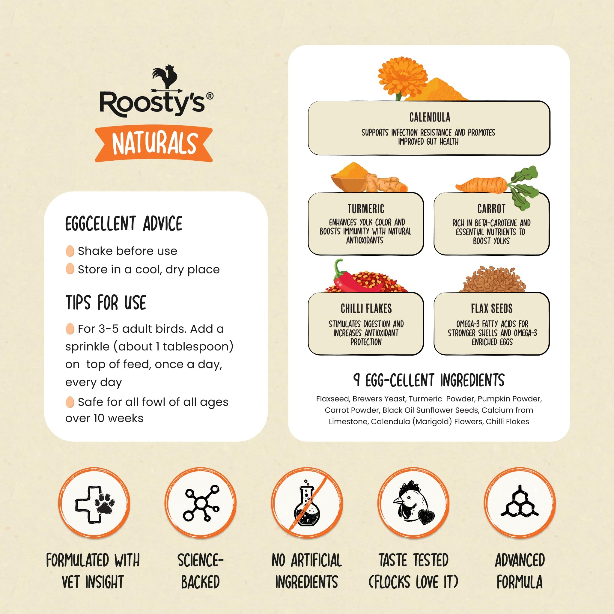 Calcium and nutrients support stronger shells and better egg nutrition