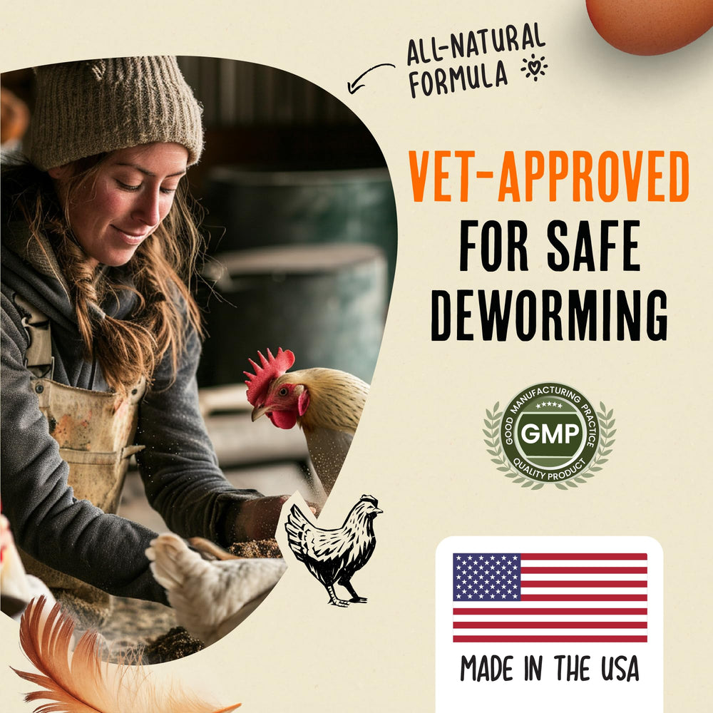 Roosty's Naturals De-Wormer liquid dissolving in water for drinking.