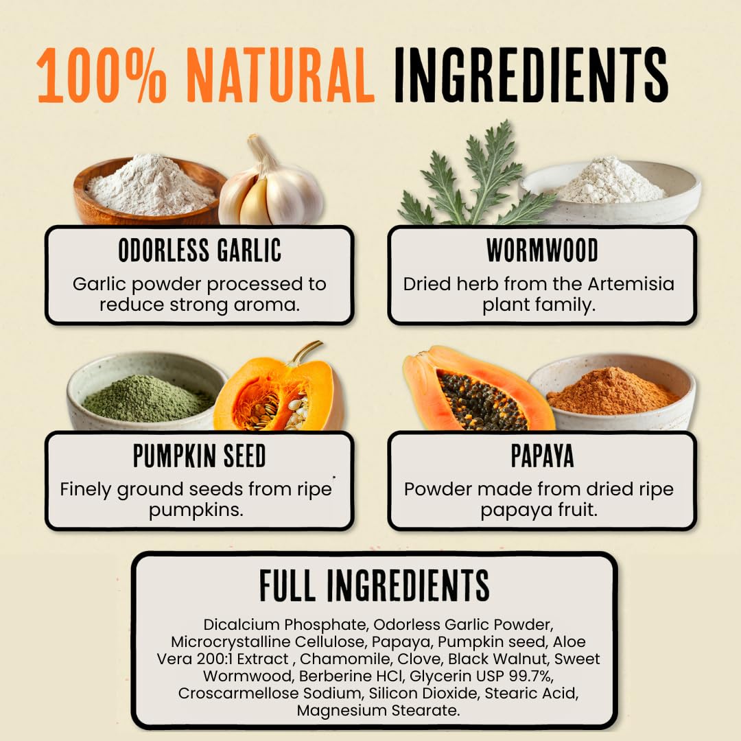 Roosty's Naturals De-Wormer powder packaging designed for easy feed mixing.