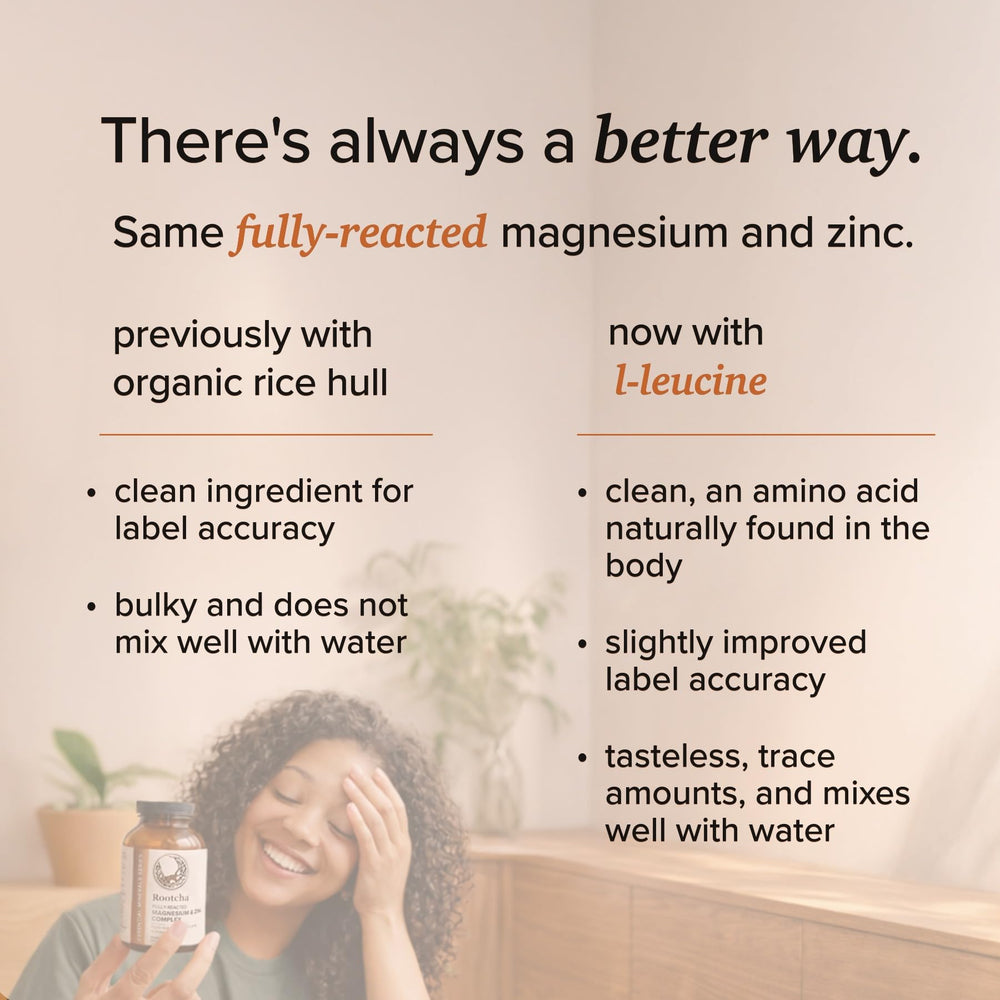 Rootcha vegan-friendly, gluten-free, dairy-free label on bottle