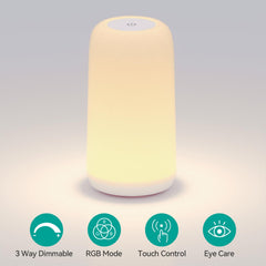 ROOTRO compact lamp shows 3-way dimming for reading or relaxing.