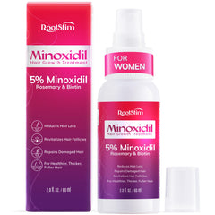 RootStim minoxidil bottle 2oz shown for convenient daily use on thinning areas