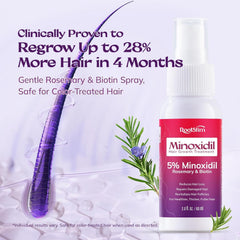 Close-up of scalp thinning area with RootStim spray in action